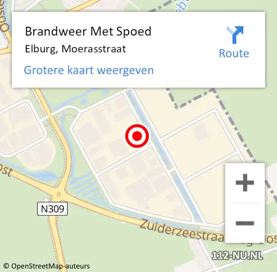 Locatie op kaart van de 112 melding: Brandweer Met Spoed Naar Elburg, Moerasstraat op 15 februari 2024 21:23