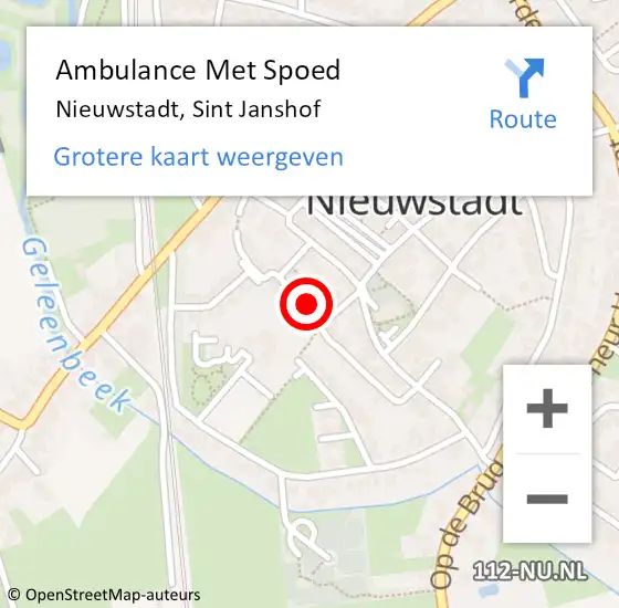 Locatie op kaart van de 112 melding: Ambulance Met Spoed Naar Nieuwstadt, Sint Janshof op 26 september 2014 03:12