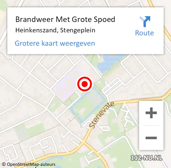 Locatie op kaart van de 112 melding: Brandweer Met Grote Spoed Naar Heinkenszand, Stengeplein op 15 februari 2024 21:58