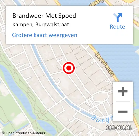 Locatie op kaart van de 112 melding: Brandweer Met Spoed Naar Kampen, Burgwalstraat op 15 februari 2024 23:28