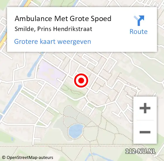 Locatie op kaart van de 112 melding: Ambulance Met Grote Spoed Naar Smilde, Prins Hendrikstraat op 26 september 2014 03:34
