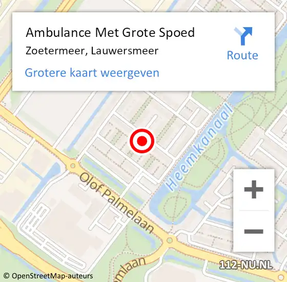 Locatie op kaart van de 112 melding: Ambulance Met Grote Spoed Naar Zoetermeer, Lauwersmeer op 15 februari 2024 23:57