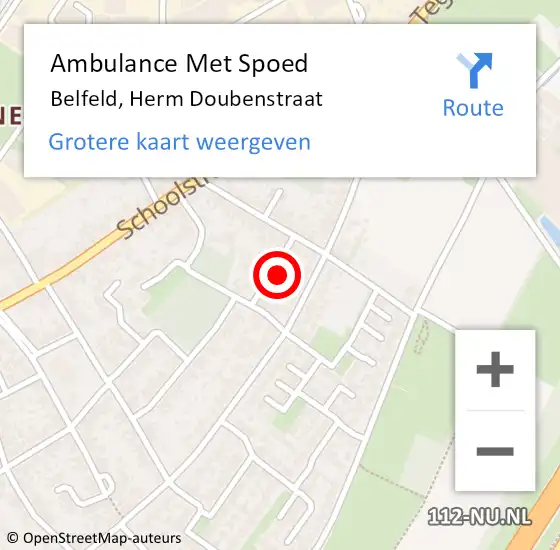 Locatie op kaart van de 112 melding: Ambulance Met Spoed Naar Belfeld, Herm Doubenstraat op 15 februari 2024 23:57
