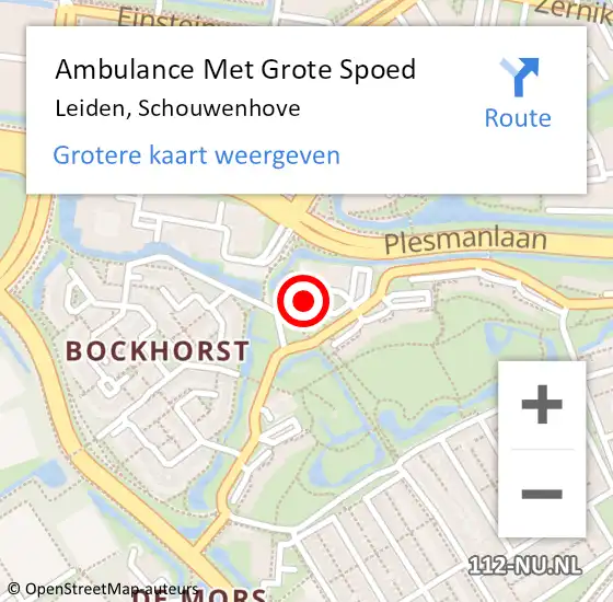 Locatie op kaart van de 112 melding: Ambulance Met Grote Spoed Naar Leiden, Schouwenhove op 16 februari 2024 00:47