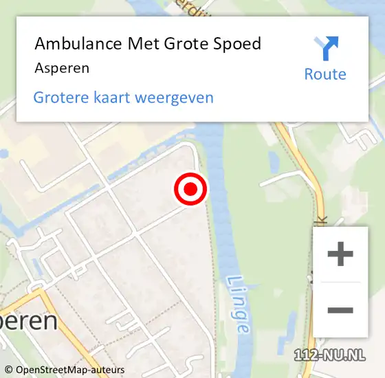 Locatie op kaart van de 112 melding: Ambulance Met Grote Spoed Naar Asperen op 16 februari 2024 01:37