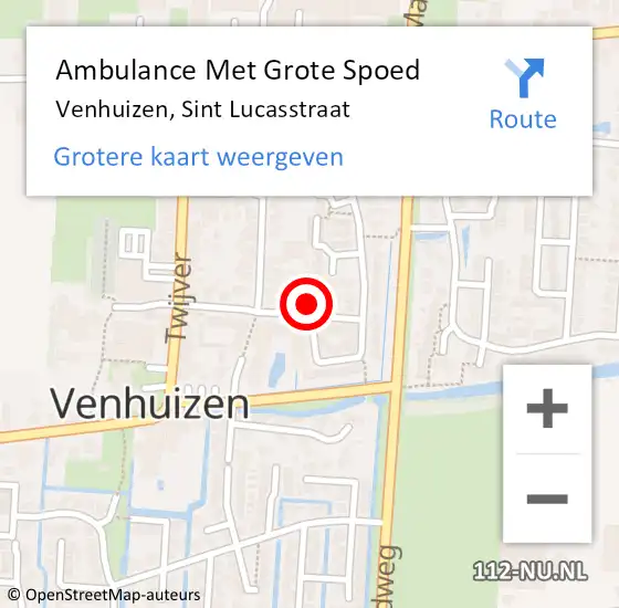 Locatie op kaart van de 112 melding: Ambulance Met Grote Spoed Naar Venhuizen, Sint Lucasstraat op 16 februari 2024 02:38