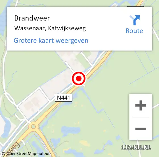 Locatie op kaart van de 112 melding: Brandweer Wassenaar, Katwijkseweg op 16 februari 2024 02:54