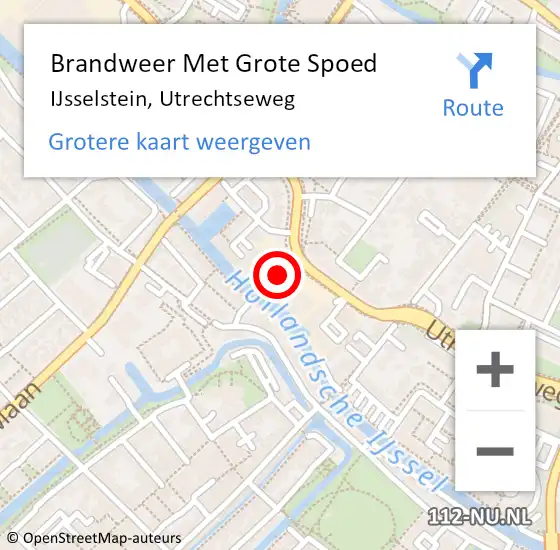 Locatie op kaart van de 112 melding: Brandweer Met Grote Spoed Naar IJsselstein, Utrechtseweg op 16 februari 2024 03:31