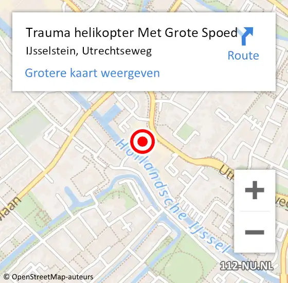 Locatie op kaart van de 112 melding: Trauma helikopter Met Grote Spoed Naar IJsselstein, Utrechtseweg op 16 februari 2024 03:34