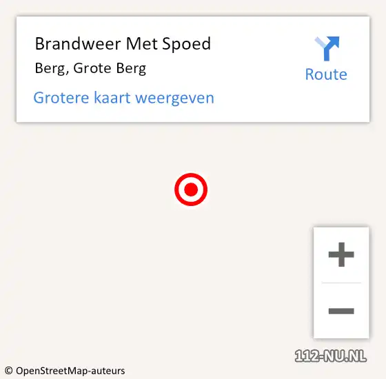 Locatie op kaart van de 112 melding: Brandweer Met Spoed Naar Berg, Grote Berg op 26 september 2014 04:41