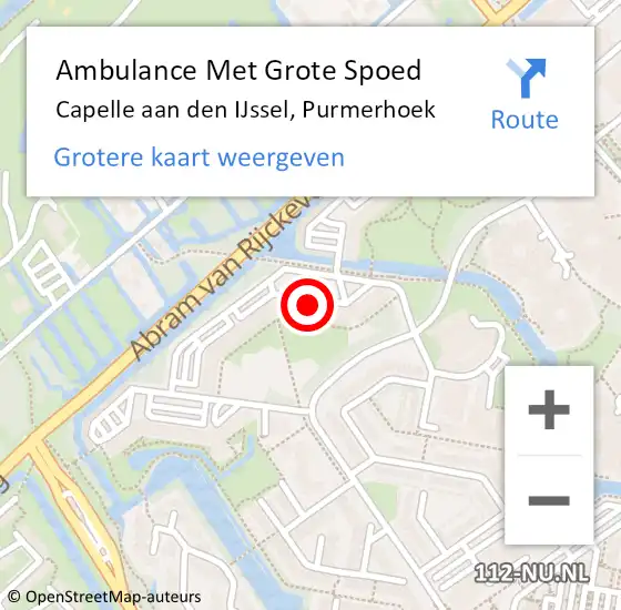 Locatie op kaart van de 112 melding: Ambulance Met Grote Spoed Naar Capelle aan den IJssel, Purmerhoek op 16 februari 2024 06:05