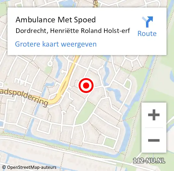 Locatie op kaart van de 112 melding: Ambulance Met Spoed Naar Dordrecht, Henriëtte Roland Holst-erf op 16 februari 2024 06:36