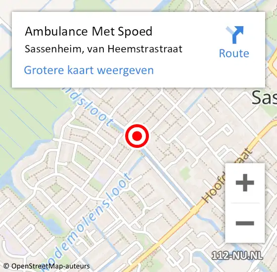 Locatie op kaart van de 112 melding: Ambulance Met Spoed Naar Sassenheim, van Heemstrastraat op 16 februari 2024 06:39