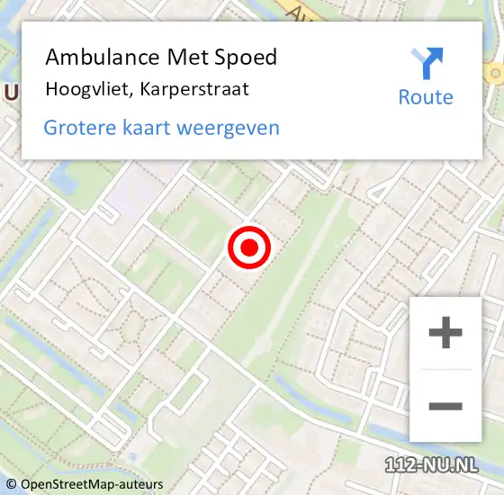 Locatie op kaart van de 112 melding: Ambulance Met Spoed Naar Hoogvliet, Karperstraat op 16 februari 2024 06:42