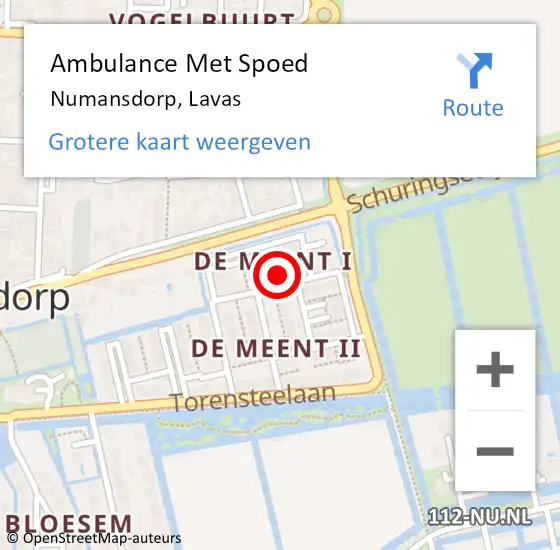 Locatie op kaart van de 112 melding: Ambulance Met Spoed Naar Numansdorp, Lavas op 16 februari 2024 07:30