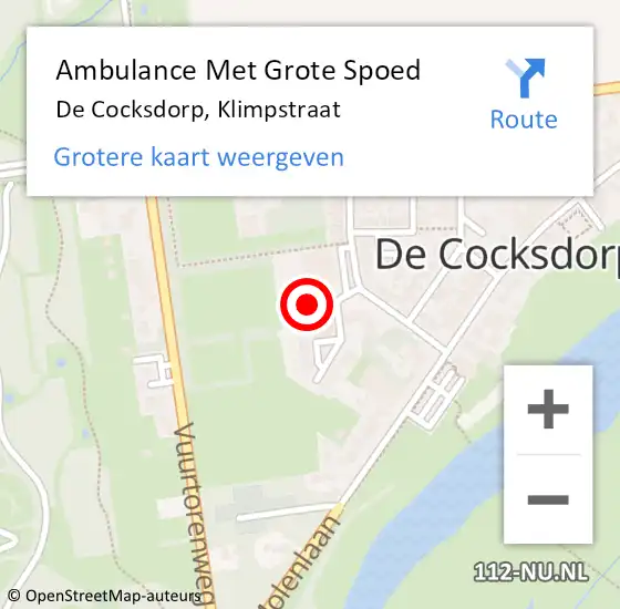 Locatie op kaart van de 112 melding: Ambulance Met Grote Spoed Naar De Cocksdorp, Klimpstraat op 16 februari 2024 07:43