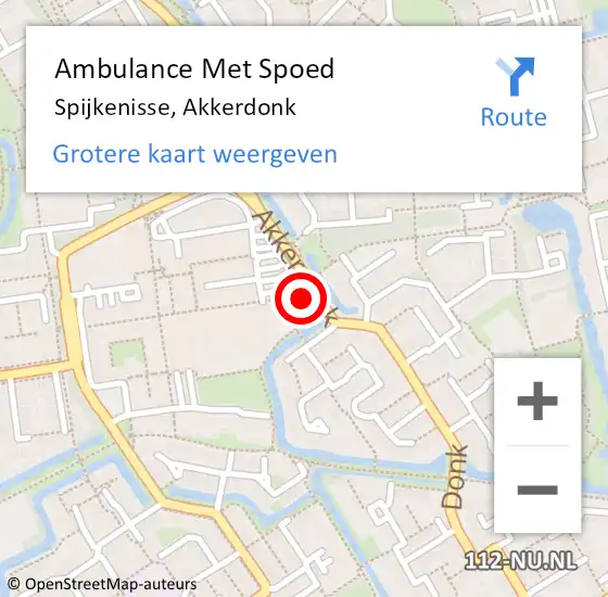 Locatie op kaart van de 112 melding: Ambulance Met Spoed Naar Spijkenisse, Akkerdonk op 16 februari 2024 08:09