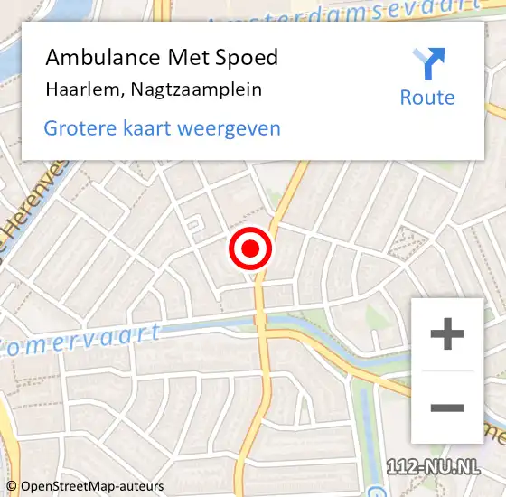 Locatie op kaart van de 112 melding: Ambulance Met Spoed Naar Haarlem, Nagtzaamplein op 16 februari 2024 08:25