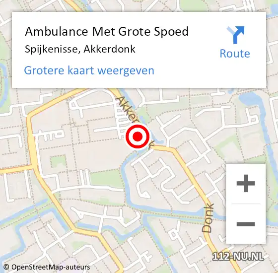 Locatie op kaart van de 112 melding: Ambulance Met Grote Spoed Naar Spijkenisse, Akkerdonk op 16 februari 2024 08:26