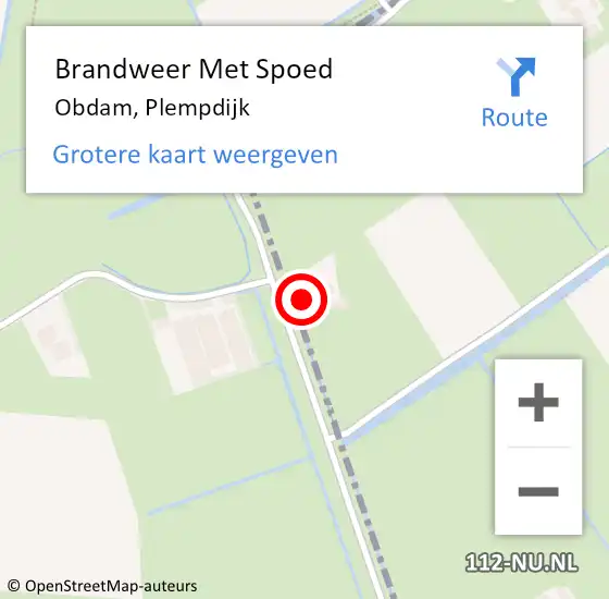 Locatie op kaart van de 112 melding: Brandweer Met Spoed Naar Obdam, Plempdijk op 16 februari 2024 08:27