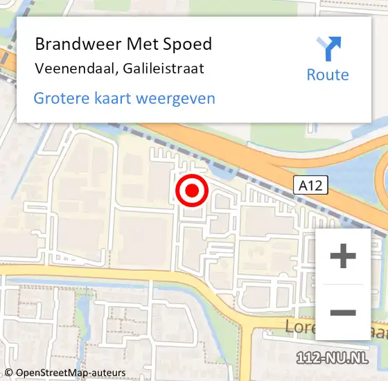 Locatie op kaart van de 112 melding: Brandweer Met Spoed Naar Veenendaal, Galileistraat op 16 februari 2024 08:28