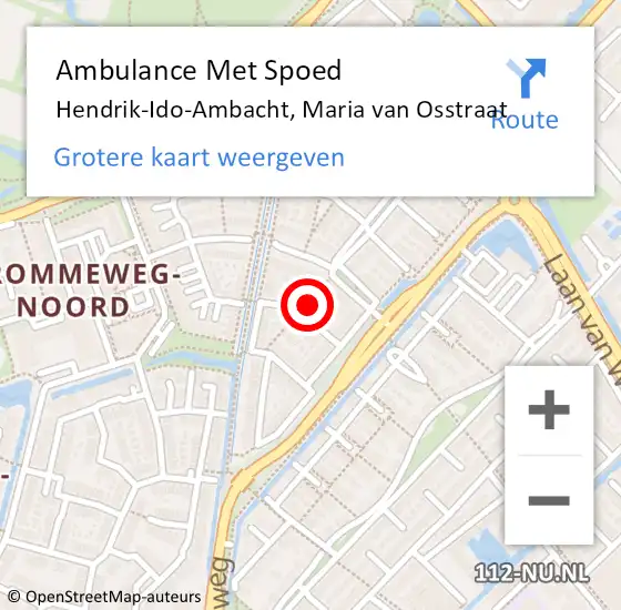 Locatie op kaart van de 112 melding: Ambulance Met Spoed Naar Hendrik-Ido-Ambacht, Maria van Osstraat op 16 februari 2024 08:53