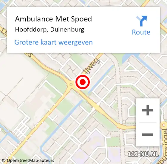 Locatie op kaart van de 112 melding: Ambulance Met Spoed Naar Hoofddorp, Duinenburg op 16 februari 2024 09:25