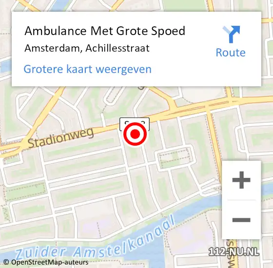 Locatie op kaart van de 112 melding: Ambulance Met Grote Spoed Naar Amsterdam, Achillesstraat op 16 februari 2024 09:37