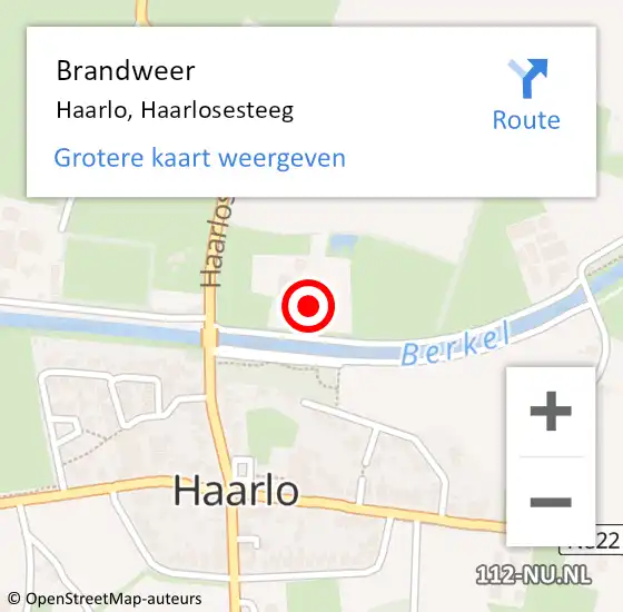 Locatie op kaart van de 112 melding: Brandweer Haarlo, Haarlosesteeg op 26 september 2014 06:16