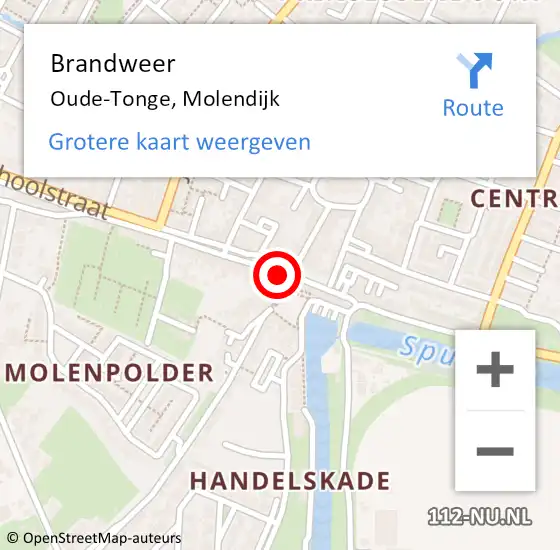 Locatie op kaart van de 112 melding: Brandweer Oude-Tonge, Molendijk op 16 februari 2024 10:02