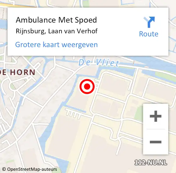 Locatie op kaart van de 112 melding: Ambulance Met Spoed Naar Rijnsburg, Laan van Verhof op 16 februari 2024 10:06