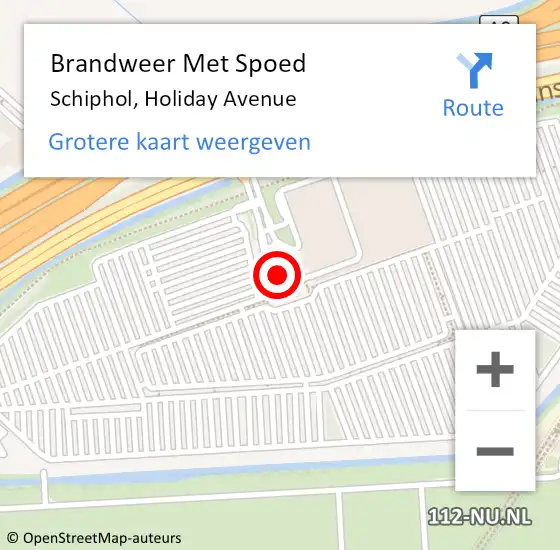 Locatie op kaart van de 112 melding: Brandweer Met Spoed Naar Schiphol, Holiday Avenue op 16 februari 2024 10:14