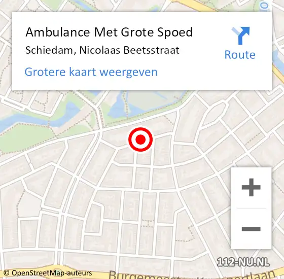 Locatie op kaart van de 112 melding: Ambulance Met Grote Spoed Naar Schiedam, Nicolaas Beetsstraat op 16 februari 2024 10:39