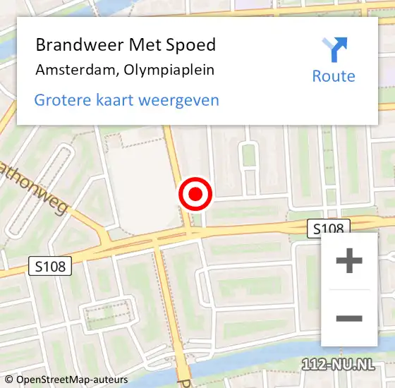 Locatie op kaart van de 112 melding: Brandweer Met Spoed Naar Amsterdam, Olympiaplein op 16 februari 2024 10:48