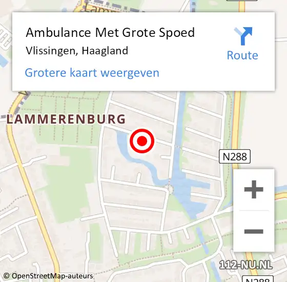 Locatie op kaart van de 112 melding: Ambulance Met Grote Spoed Naar Vlissingen, Haagland op 26 september 2014 06:53