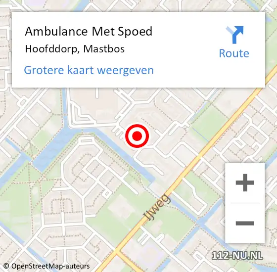 Locatie op kaart van de 112 melding: Ambulance Met Spoed Naar Hoofddorp, Mastbos op 16 februari 2024 10:52