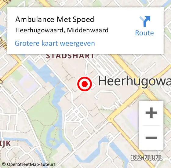 Locatie op kaart van de 112 melding: Ambulance Met Spoed Naar Heerhugowaard, Middenwaard op 16 februari 2024 11:03