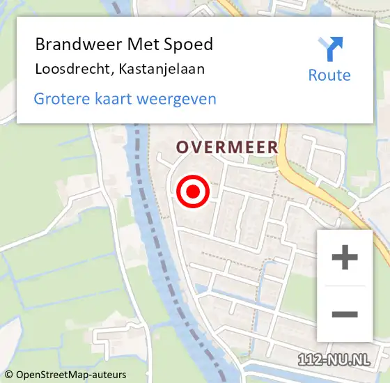 Locatie op kaart van de 112 melding: Brandweer Met Spoed Naar Loosdrecht, Kastanjelaan op 16 februari 2024 11:20