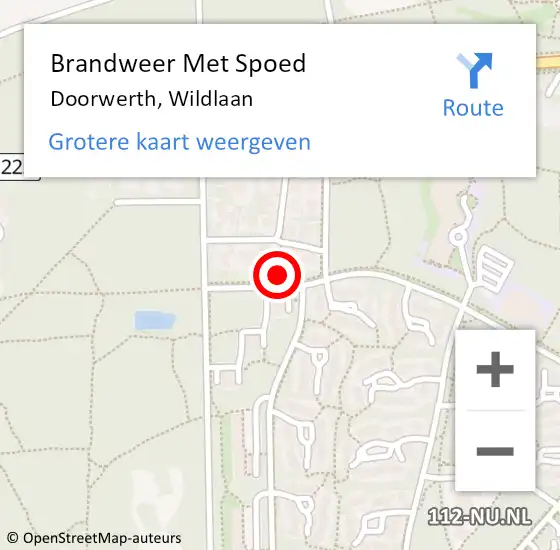 Locatie op kaart van de 112 melding: Brandweer Met Spoed Naar Doorwerth, Wildlaan op 16 februari 2024 11:29