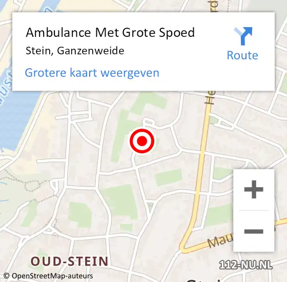 Locatie op kaart van de 112 melding: Ambulance Met Grote Spoed Naar Stein, Ganzenweide op 26 september 2014 07:10