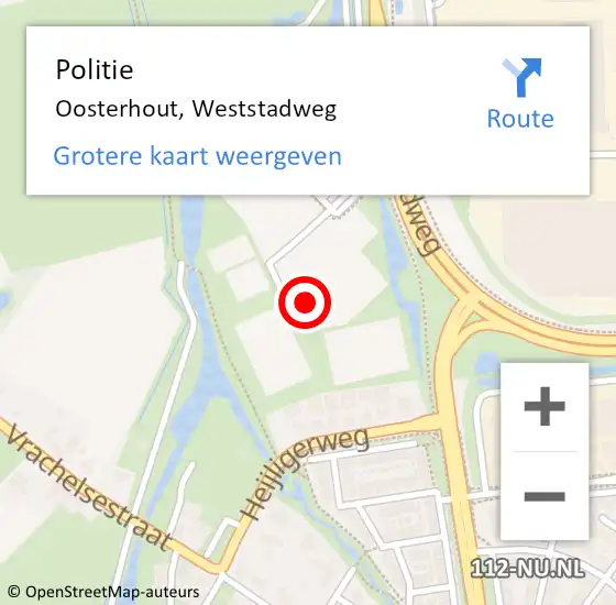 Locatie op kaart van de 112 melding: Politie Oosterhout, Weststadweg op 16 februari 2024 11:38