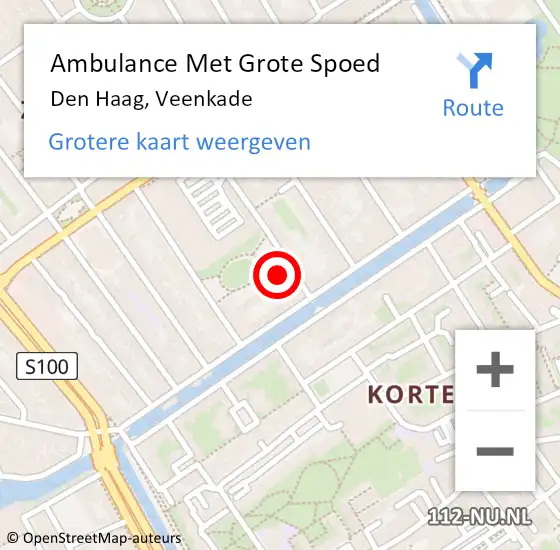 Locatie op kaart van de 112 melding: Ambulance Met Grote Spoed Naar Den Haag, Veenkade op 16 februari 2024 11:41