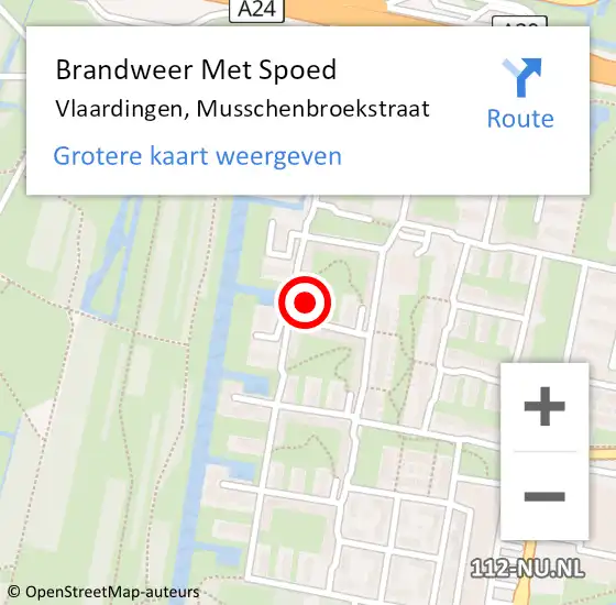 Locatie op kaart van de 112 melding: Brandweer Met Spoed Naar Vlaardingen, Musschenbroekstraat op 16 februari 2024 11:41