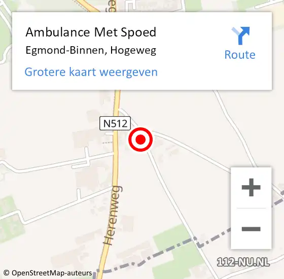 Locatie op kaart van de 112 melding: Ambulance Met Spoed Naar Egmond-Binnen, Hogeweg op 26 september 2014 07:15