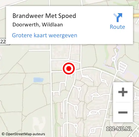 Locatie op kaart van de 112 melding: Brandweer Met Spoed Naar Doorwerth, Wildlaan op 16 februari 2024 11:51