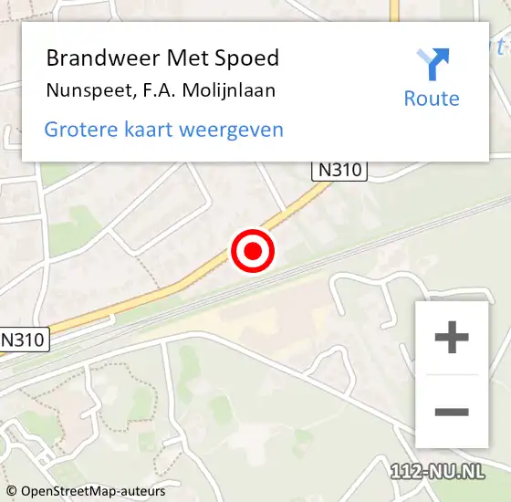 Locatie op kaart van de 112 melding: Brandweer Met Spoed Naar Nunspeet, F.A. Molijnlaan op 16 februari 2024 12:04
