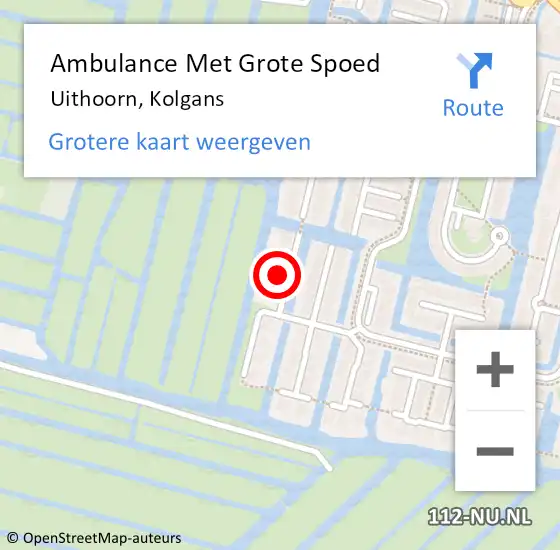 Locatie op kaart van de 112 melding: Ambulance Met Grote Spoed Naar Uithoorn, Kolgans op 16 februari 2024 12:15