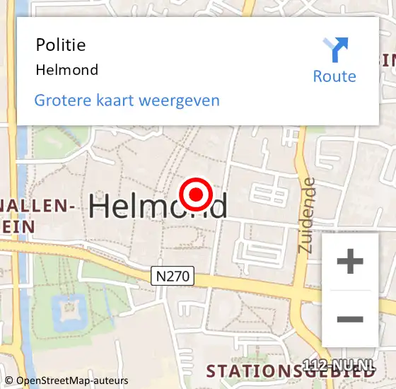 Locatie op kaart van de 112 melding: Politie Helmond op 16 februari 2024 12:25