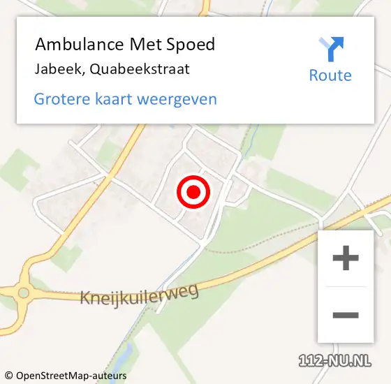 Locatie op kaart van de 112 melding: Ambulance Met Spoed Naar Jabeek, Quabeekstraat op 26 september 2014 07:29