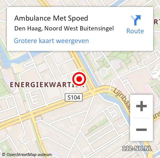 Locatie op kaart van de 112 melding: Ambulance Met Spoed Naar Den Haag, Noord West Buitensingel op 16 februari 2024 12:31